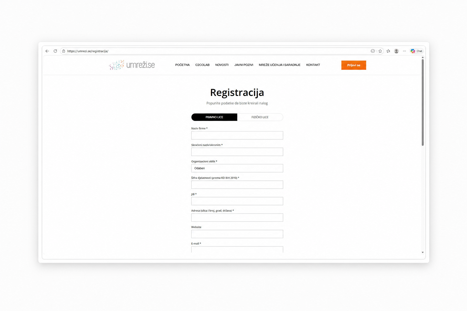Registracija na platformu “Umreži se” je kontinuirana i nema poseban rok